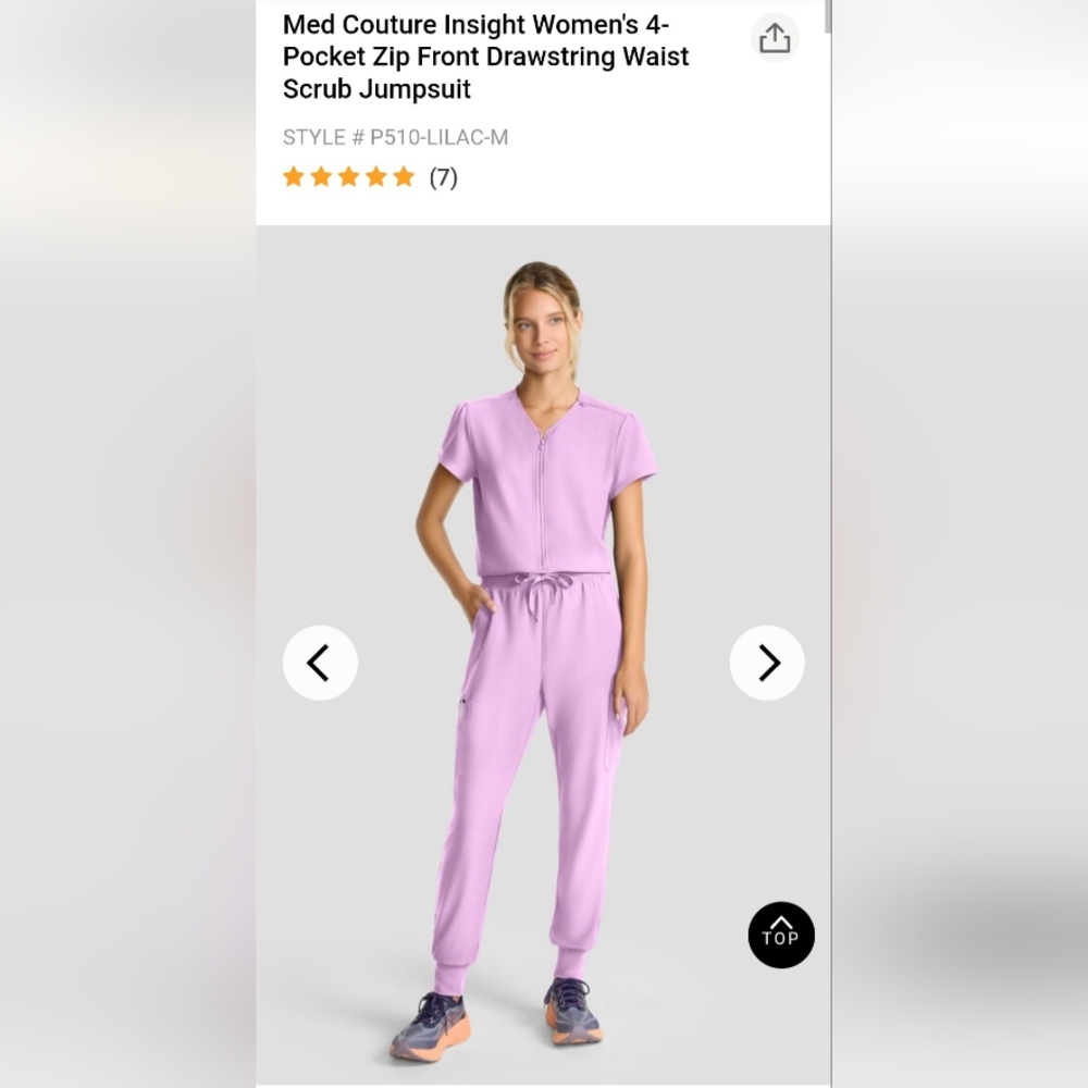 Med Couture Lilac Scrub Jumpsuit Size M